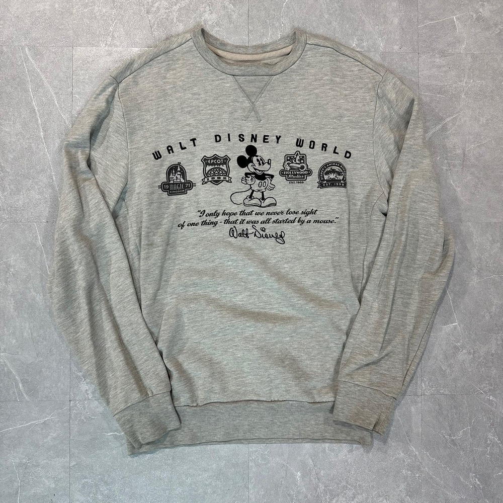 Disney Parks Walt Disney World Mickey Mouse Quote Sweatshirt Gray Mens Medium